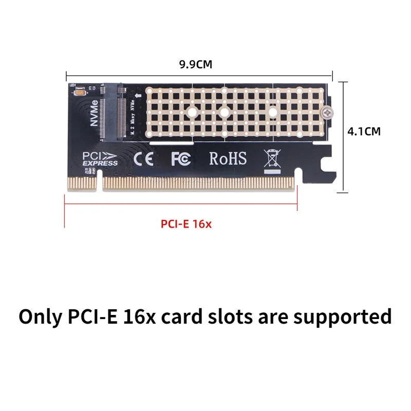 

M.2 NVMe SSD to PCIe Adapter Card PCI Express 3.0 x4 2230 2242 2260 2280 Size M key M.2 SSD Riser Card support PCI-E X4, X8, X16