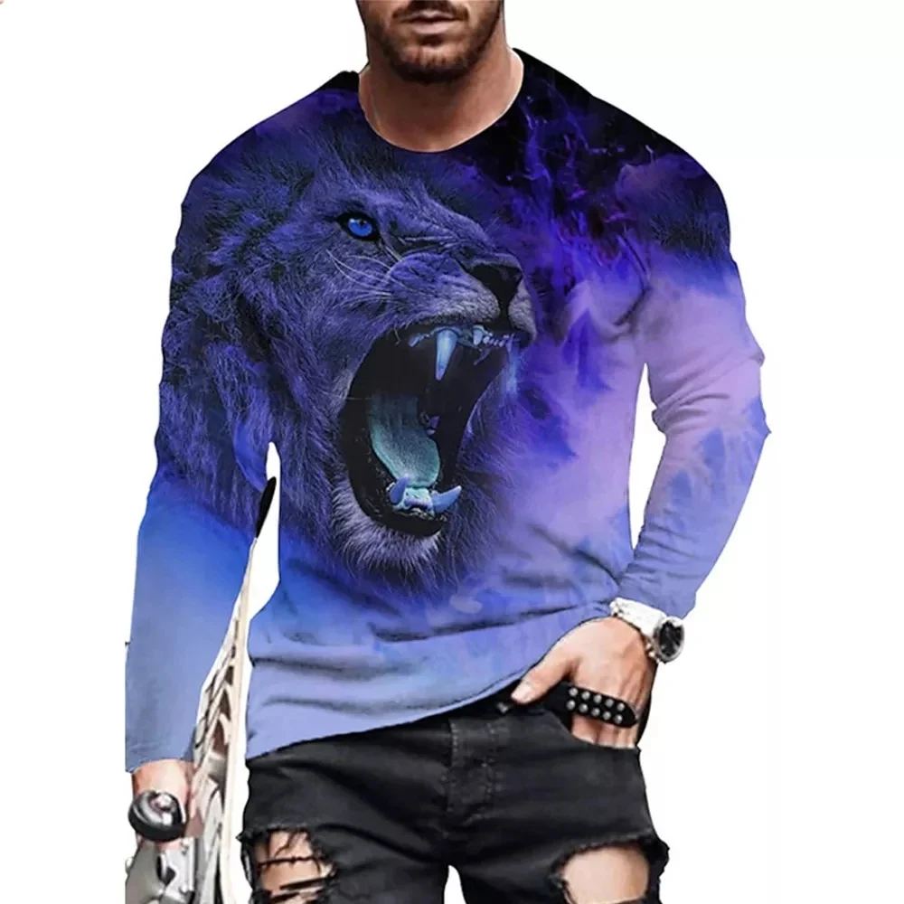 

Animal Lion King 3D Printing New Spring Autumn Long Sleeve T-Shirt Top Fashion Casual Everyday Streetwear Oversized