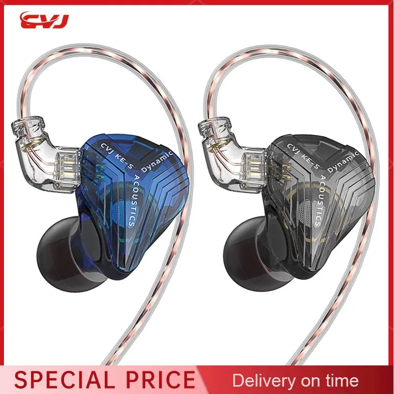 

CVJ KE-S Earphones Dual Magnetic Dynamic Driver Headphones 360° Surround Sound Filed Headsets In Ear Earbuds with Hifi Cable