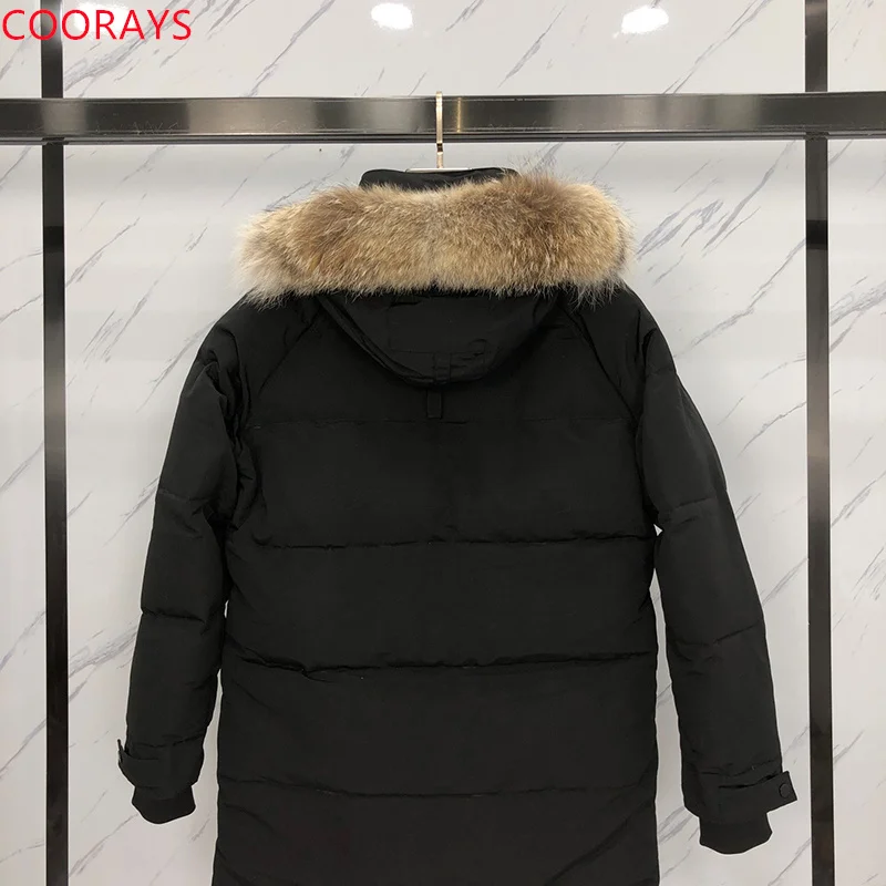 Мужской пуховик с капюшоном черная водонепроницаемая куртка-парка из меха