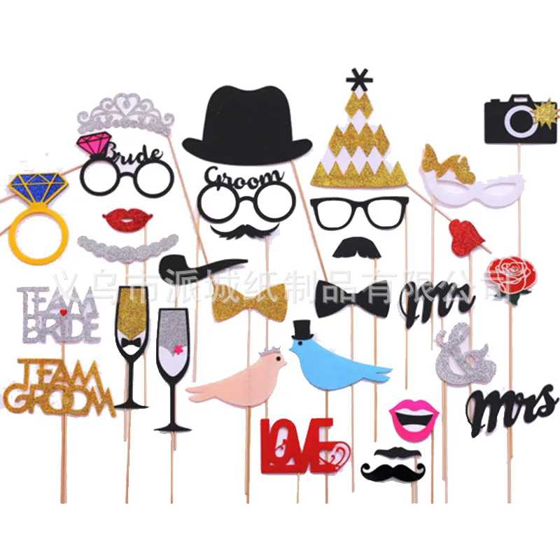 31pcs Funny Birthday Photo Booth Props DIY Wedding Groom Bridal Party Decor Baby Shower Bride To Be Team Shooting - купить по
