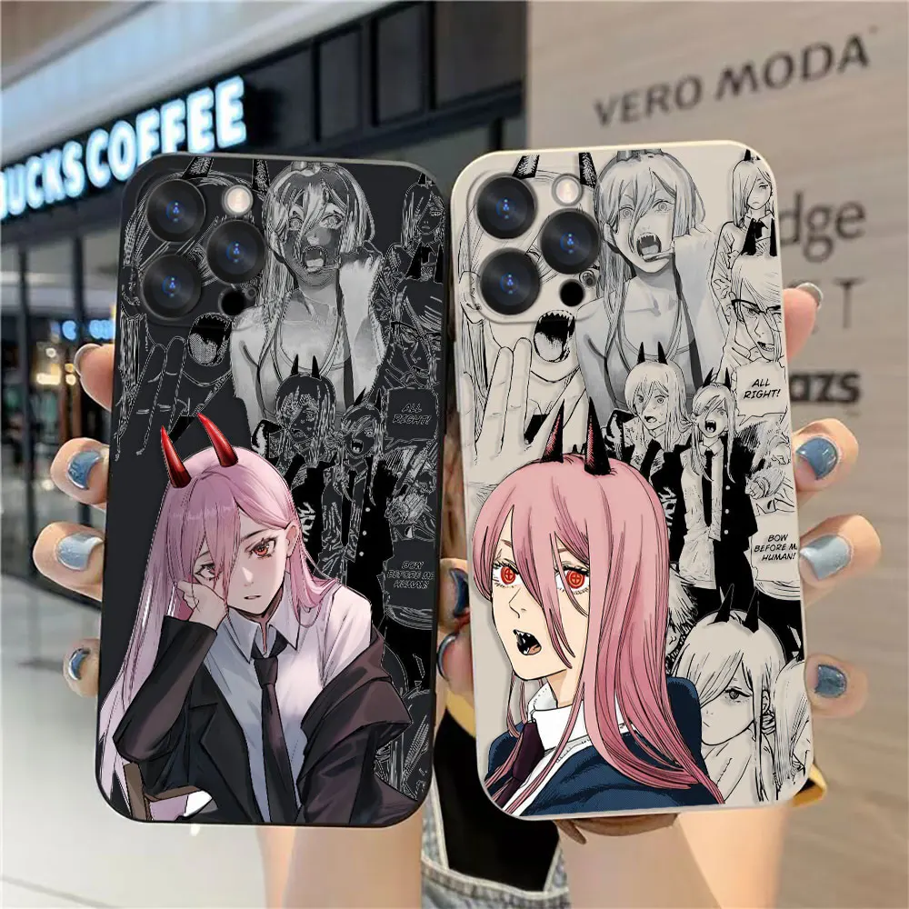 Phone Case For Apple iPhone 14 13 12 11 Pro XS Max Mini X XR SE 7 8 6S Plus Case Cover Funda Cqoue Shell Capa Chainsaw Man POWER