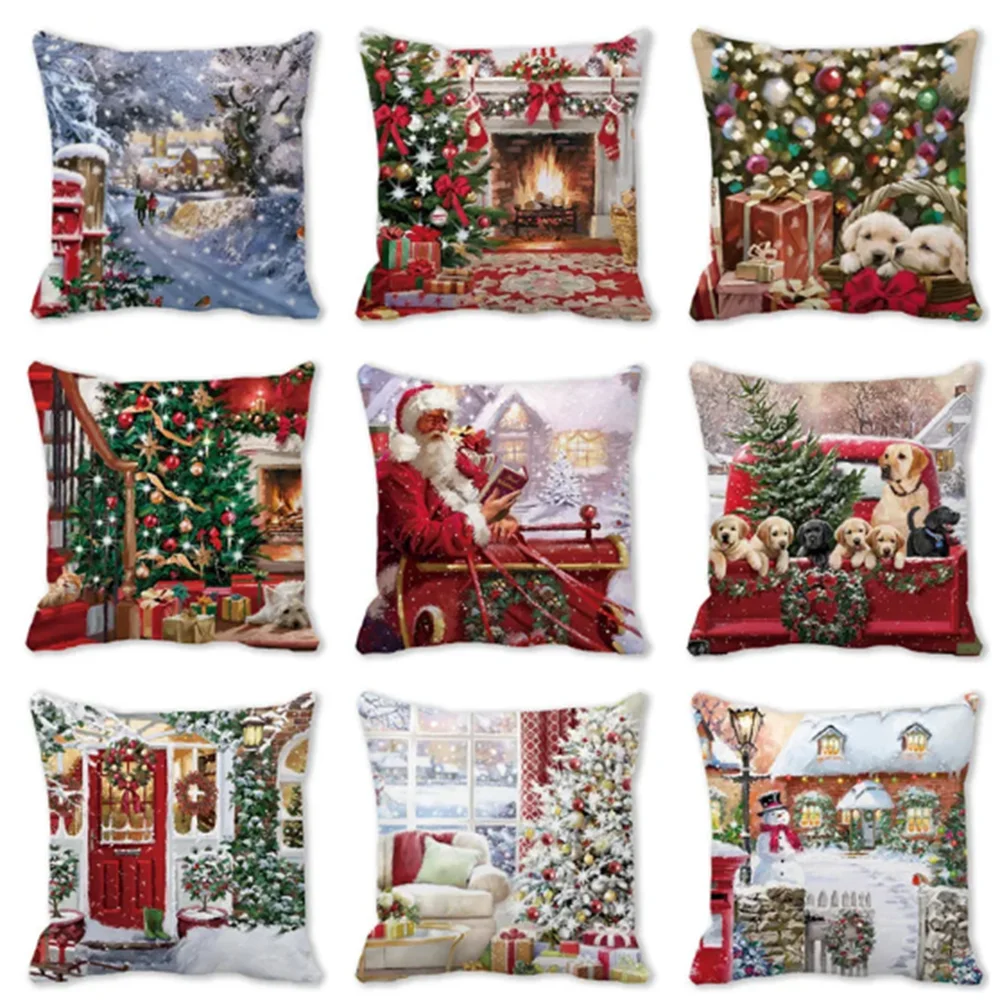 

Pillow case Christmas short plush cushion cover Soft home and decoration sofa bed New Year bedroom decoration pillowcase