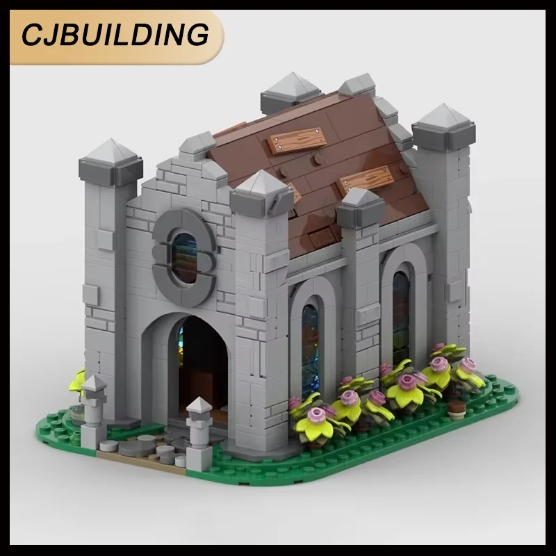 Фото 978 деталей MOC: Средневековый замок, архитектурная миниатюрная модель церкви, конструктор, игрушка для самостоятельной сборки, подарок на день рождения №1