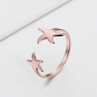 cooltime starfish star finger rings for women stainless steel rose gold color adjustable fashion ring couple rings jewelry 2022