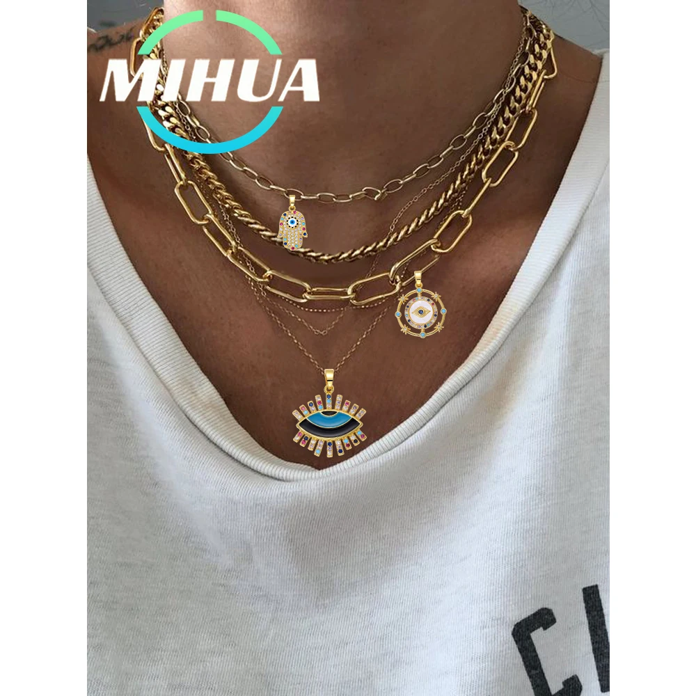 

Vintage Boho Turkish Evil Eye Charms DIY Jewelry Pendant 18k Real Gold Plated Hamsa Hand Greek Charms for Jewelry Making Zircon