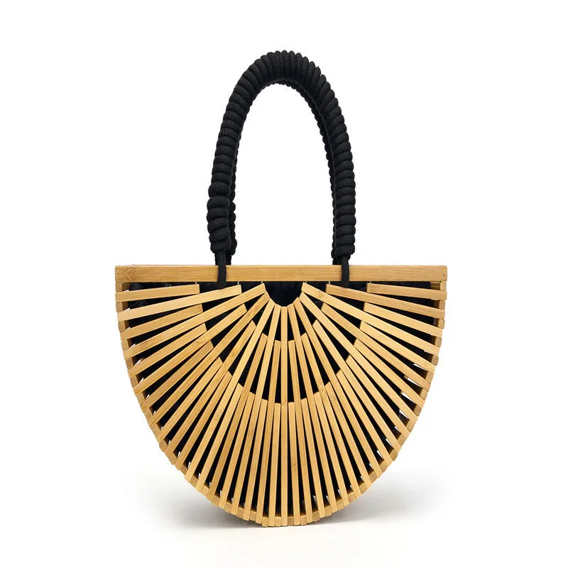 

2022 New Antique Fashion Versatile Bamboo Woven Bag One Shoulder Crossbody Rattan Outdoor Beach Hollow Ladies Handbag
