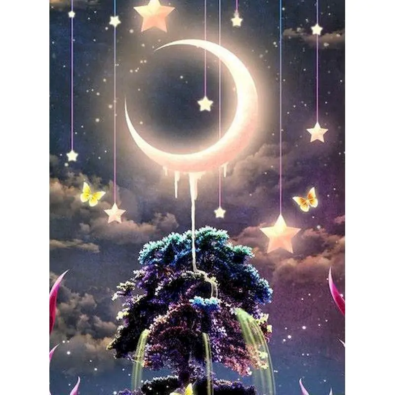 

GATYZTORY Oil Painting By Numbers Moon Tree Coloring On Numbers For Adults Diy Gift Paint Kit For Handiwork Home Decors
