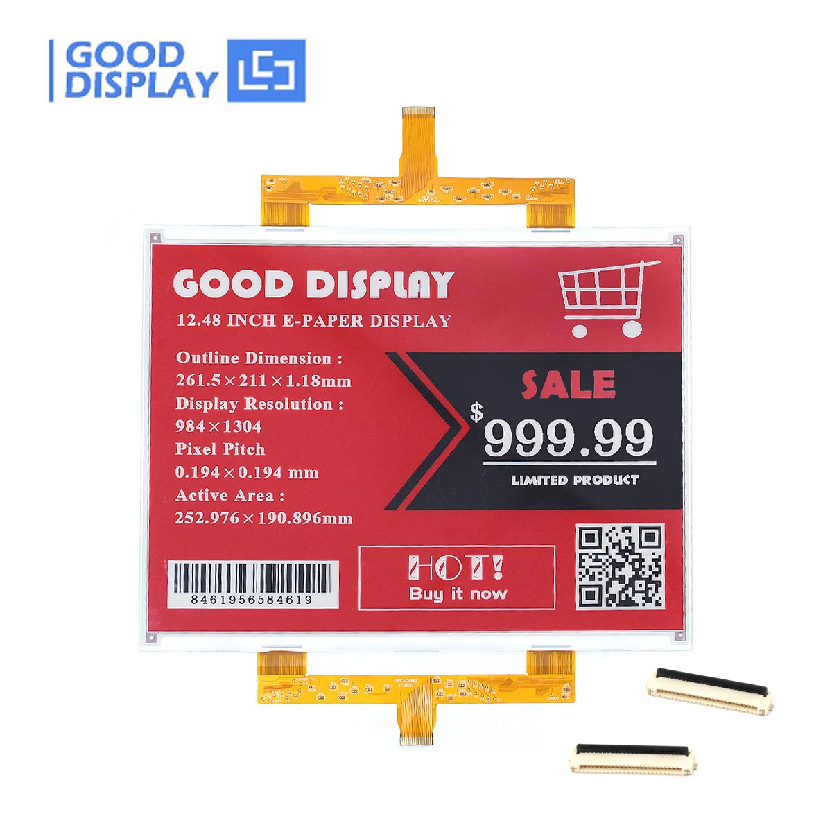 

12.48 Inch Large E-Ink Display UC8179 Big Epaper Color Screen, GDEY1248Z51