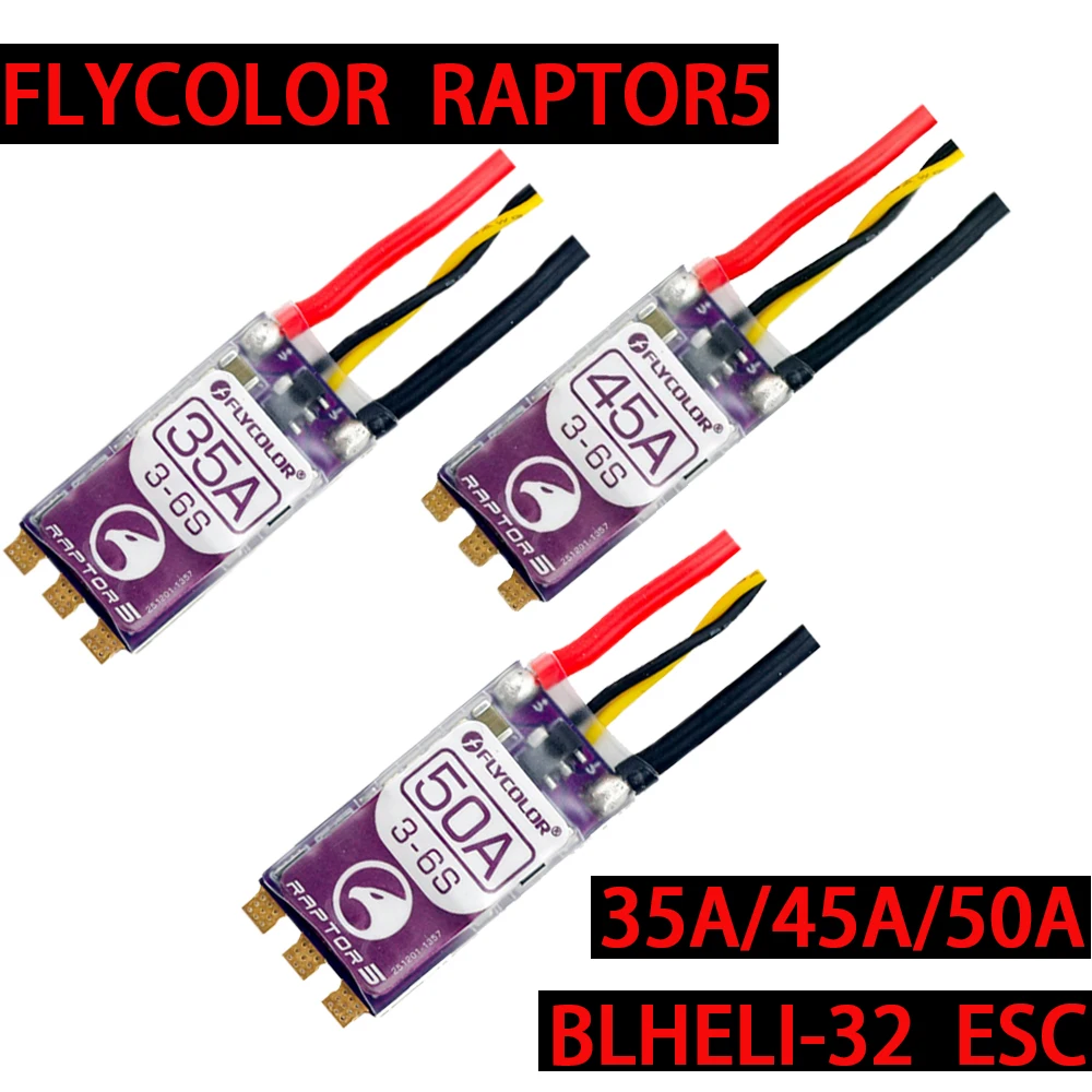 

Бесщеточный Дрон FLYCOLOR RAPTOR5 35/45/50A ESC 3-6s 32-битный G701 PWM 128K одиночный Dshot Proshot для Fpv гоночного дрона