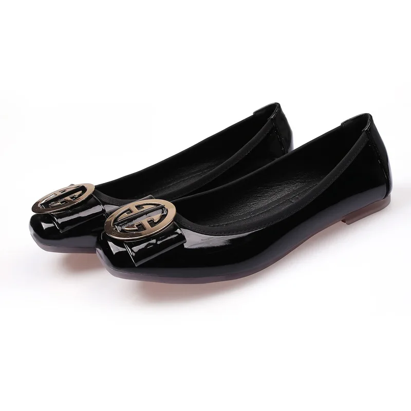 

2022 Women Fashion Flats Shoes Square Toe PU Leather Shoes Ballet Flats Women Golden Ballerinas Shoes Girls Moccasins