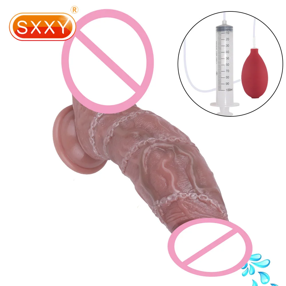 SXXY Сквирт Пенис с присоской Силиконовый реалистичный фаллоимитатор для