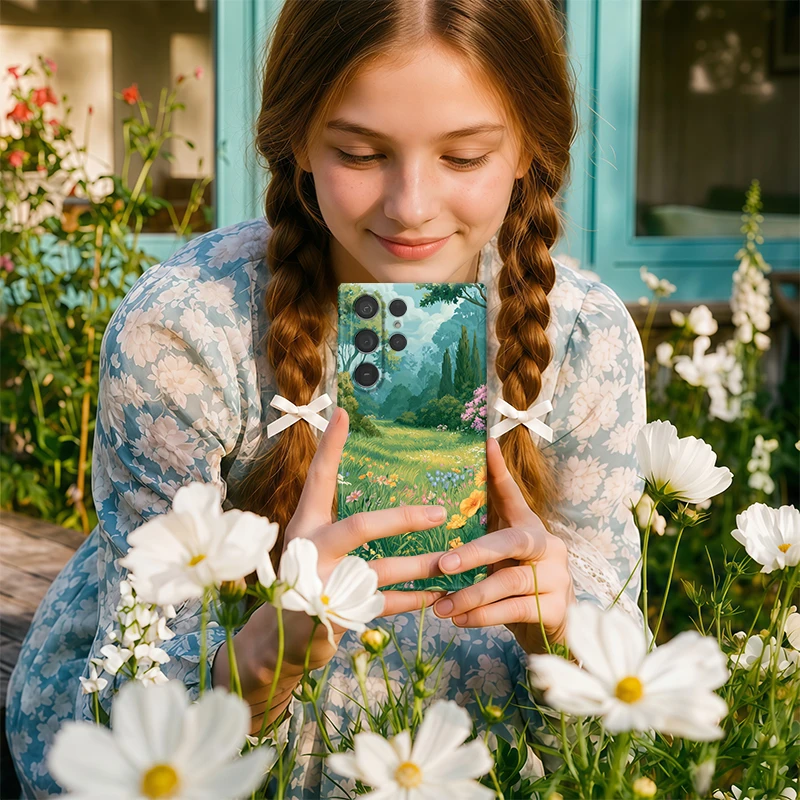 Чехол для телефона с защитой объектива для Samsung Galaxy S26 S25 Ultra S26 Plus S22+ S21 S24 FE S20 S23 Plus, матовый, с цветочным принтом (art.: 3920db5c822de) - 3920db5c822de