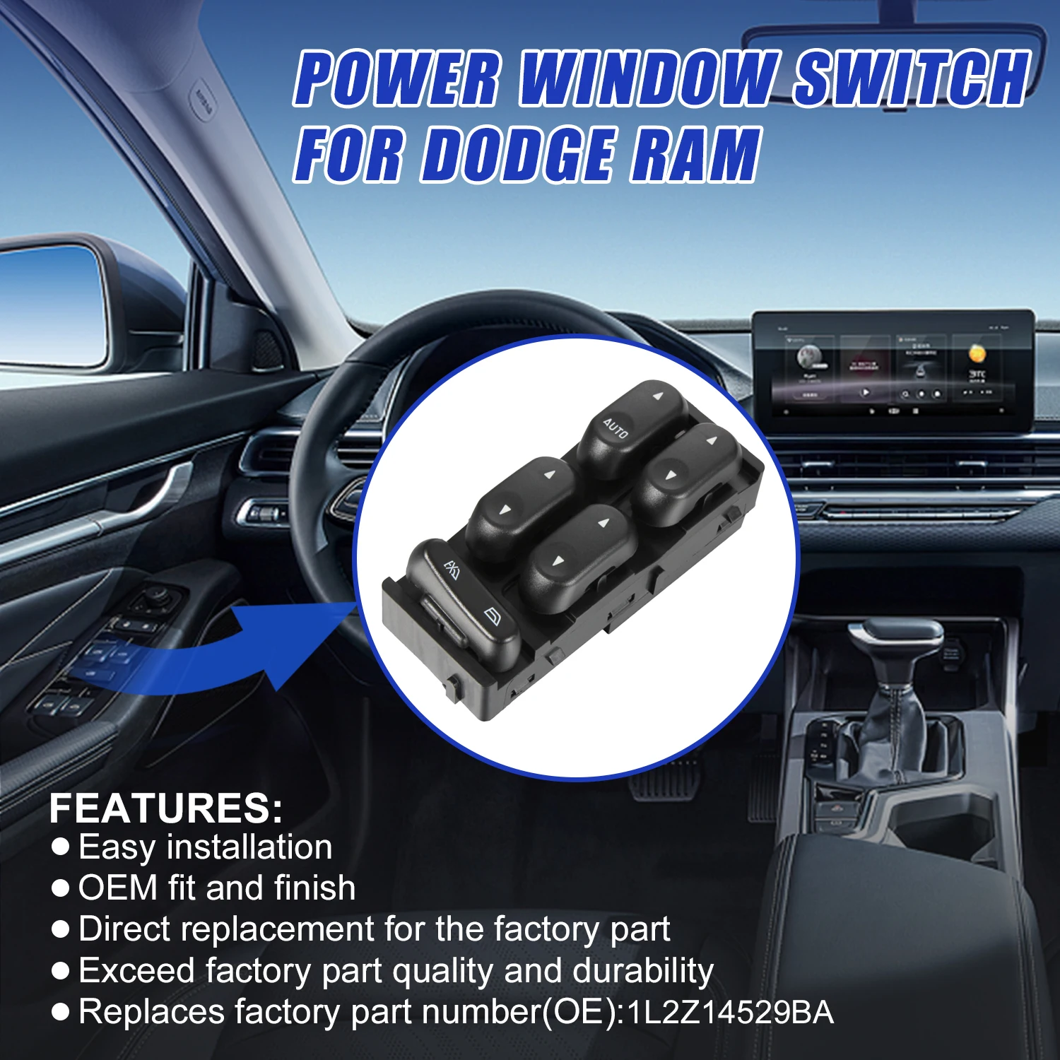 1L2Z14529BA главный электрический выключатель стеклоподъемника со стороны водителя LH