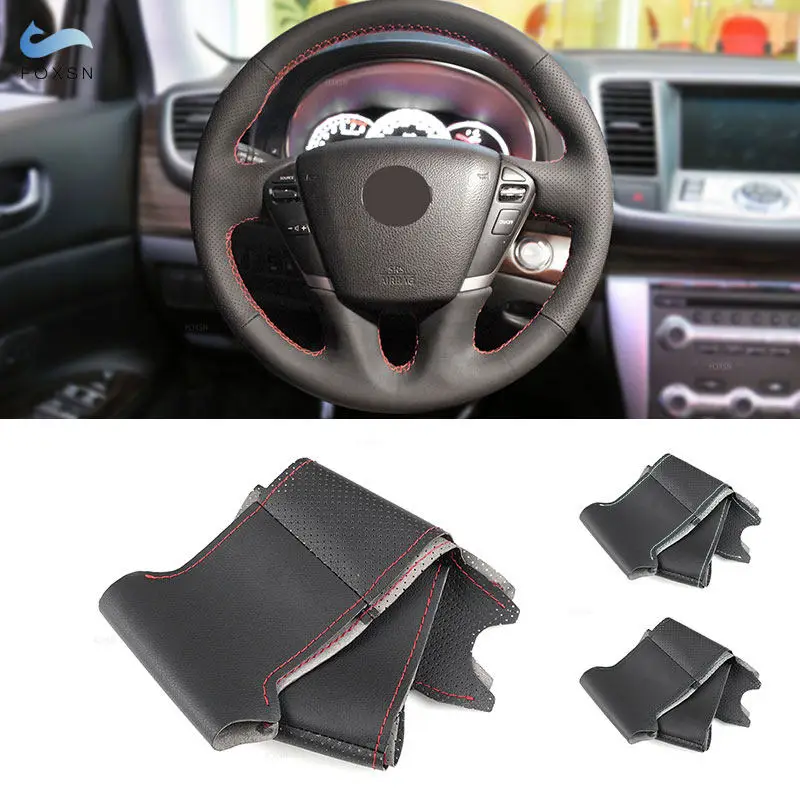 

Чехол рулевого колеса для Nissan Teana Murano Z51 Elgrand Quest 2011 2012 2013, прошитый вручную, из перфорированной кожи
