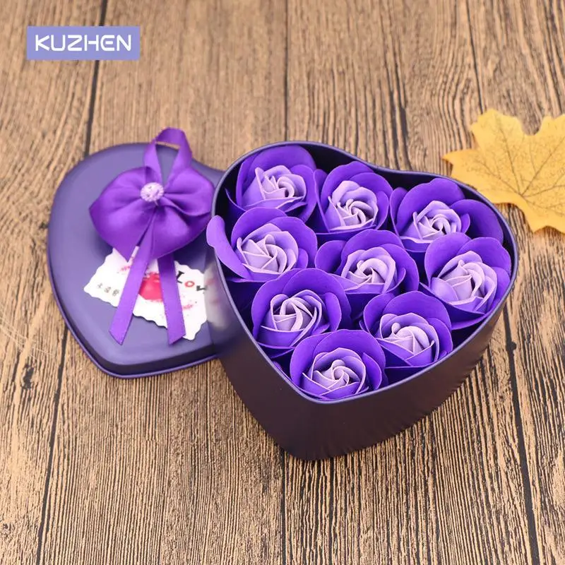

9pcs/box Soap Rose Flowers Bear Gift Box Xmas Birthday Valentine Wedding Gifts Soap Flower Gift Box For Skin Care Tool