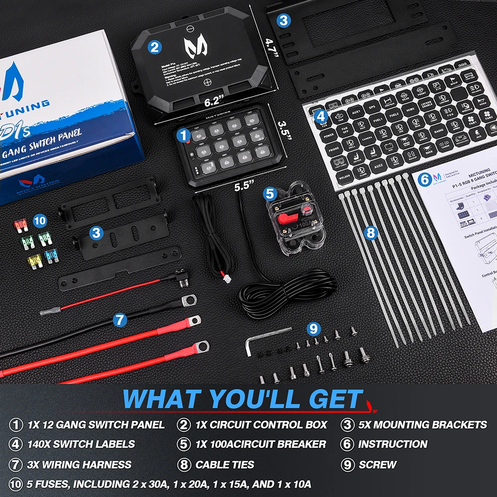 Mictuning 12Gang RGB светодиодный переключатель панели включения-выключения системы реле