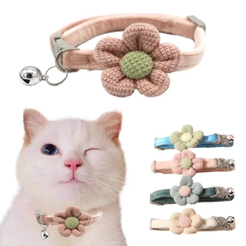 

Ошейник для домашних животных, мультяшный цветочный ошейник, милый ошейник для кошек, ошейник для маленьких собак