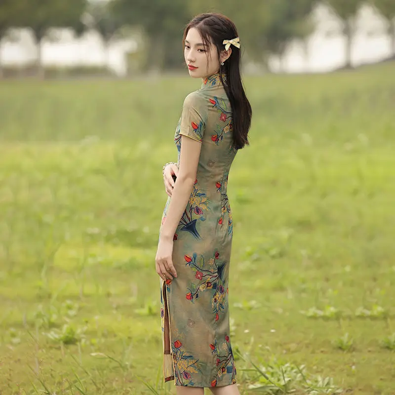 Женское вечернее платье в китайском стиле элегантное винтажное Ципао