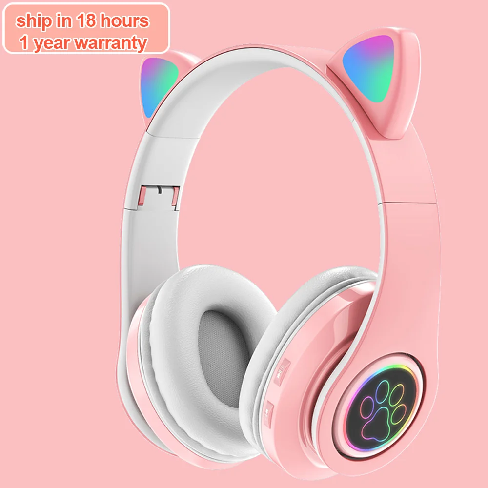 

Беспроводные наушники с милой подсветильник кой и кошачьими ушками, со светодиодсветодиодный подсветкой