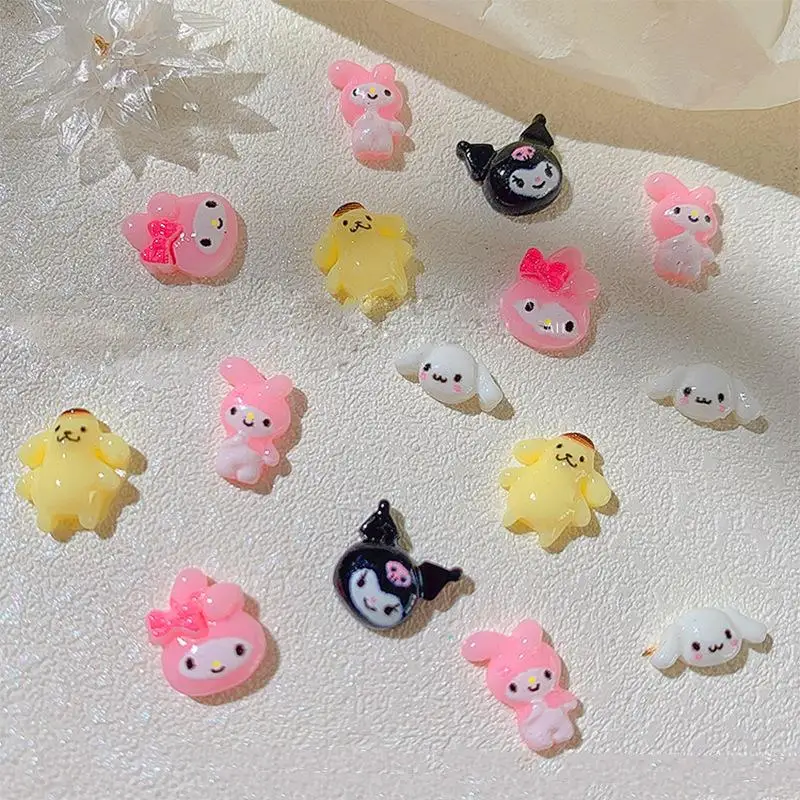 

20Pcs/set Sanrioed My Melody Nail Stickers Kawaii Cute Cinnamoroll Kuromi Kirby Diy Resin Nail Jewelry Accessories Toy Girl