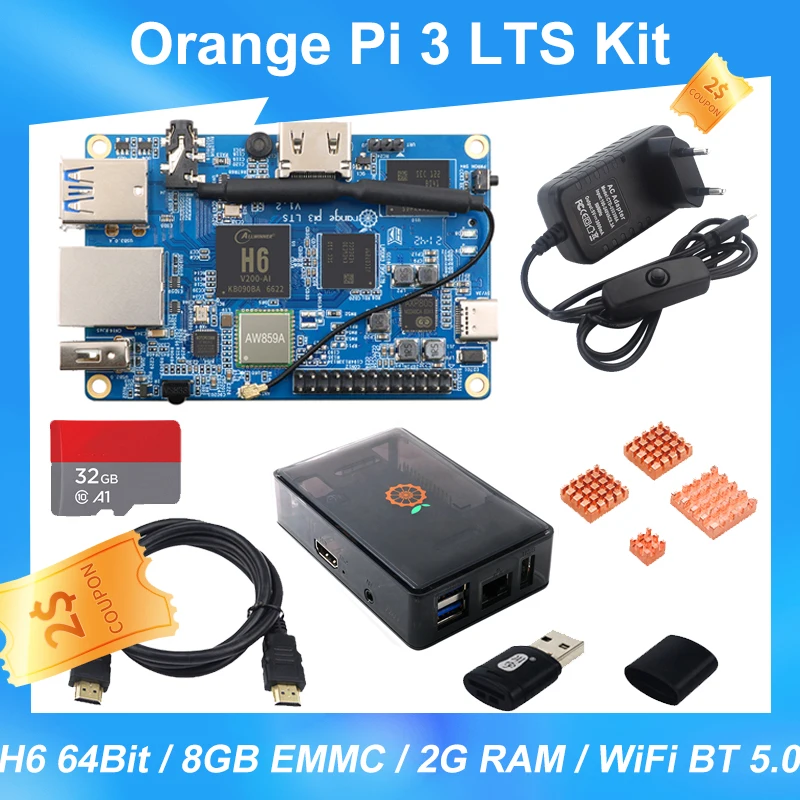 

Новый Orange Pi 3 LTS H6 64 бит 8 ГБ EMMC 2G RAM WiFi BT 5,0 с дополнительным логотипом