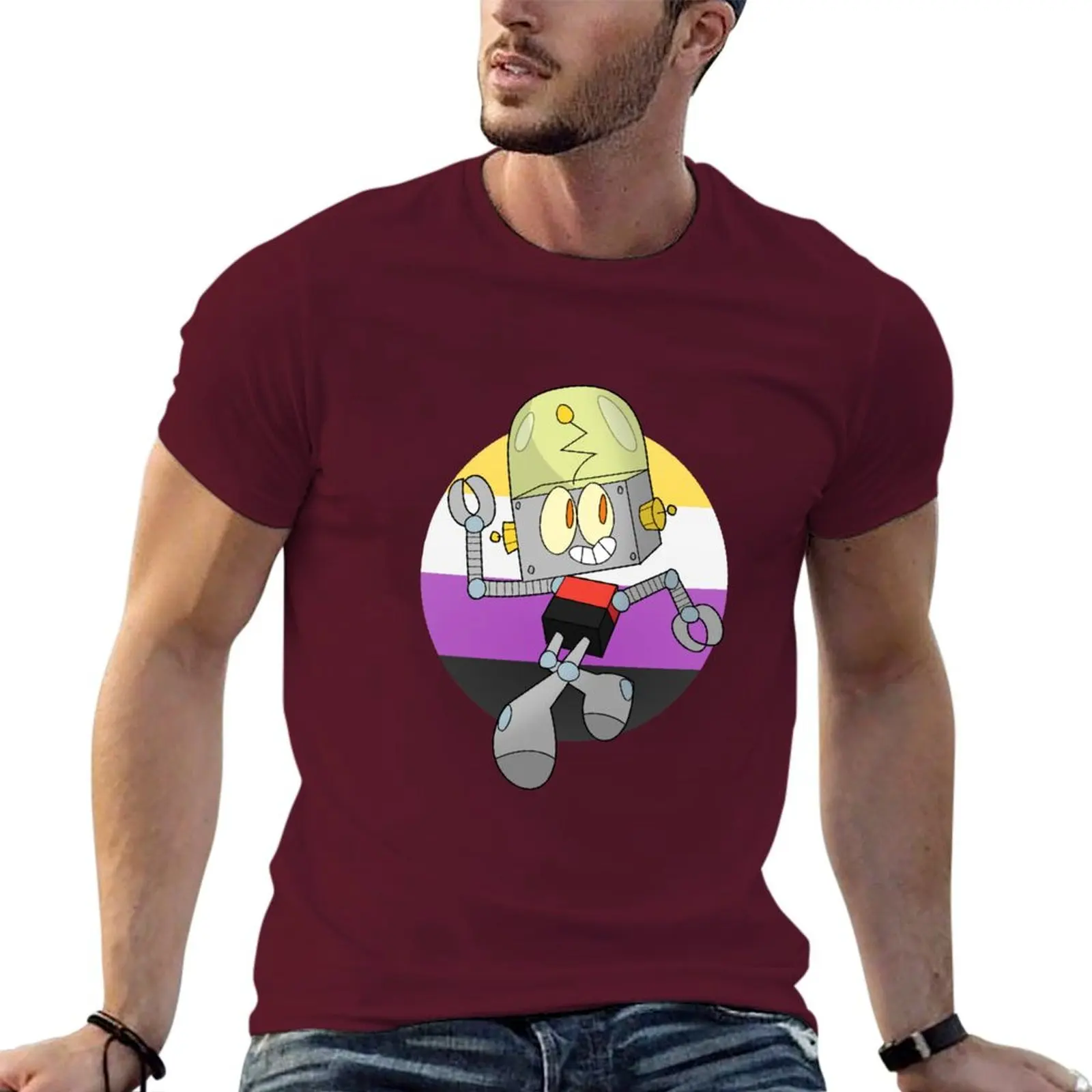 Мужская хлопковая футболка с принтом робота Джонса