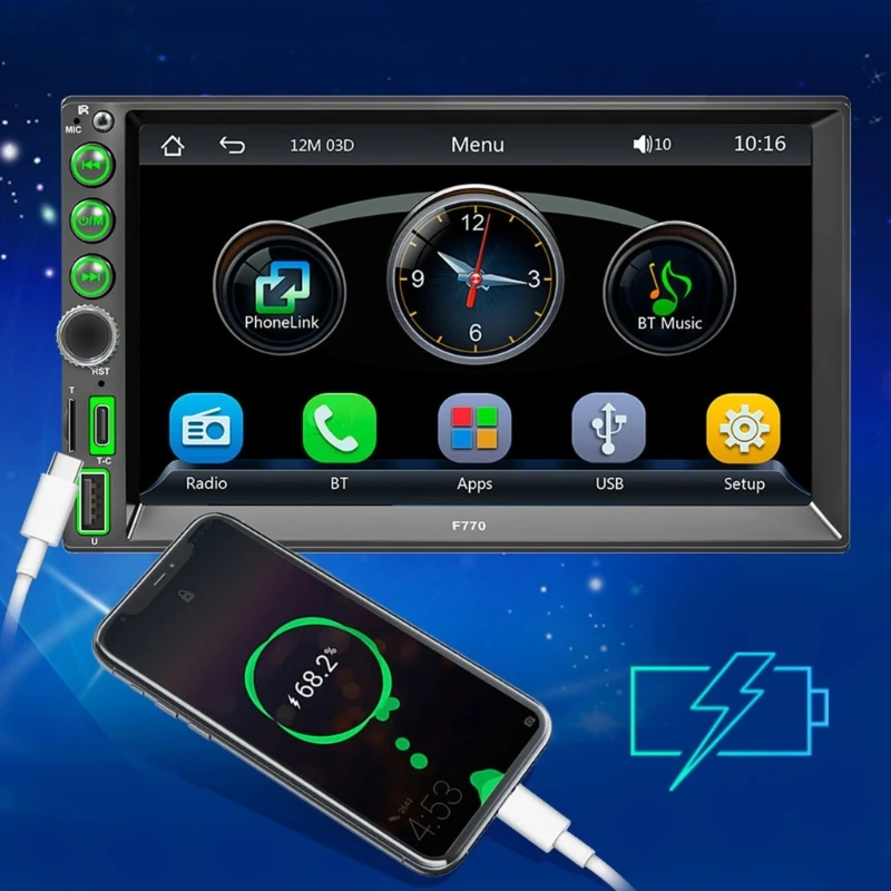 Автомобильный MP5-плеер FM-AM радио ЖК-сенсорный экран Udisk AUX вход для iOS Android Прямая