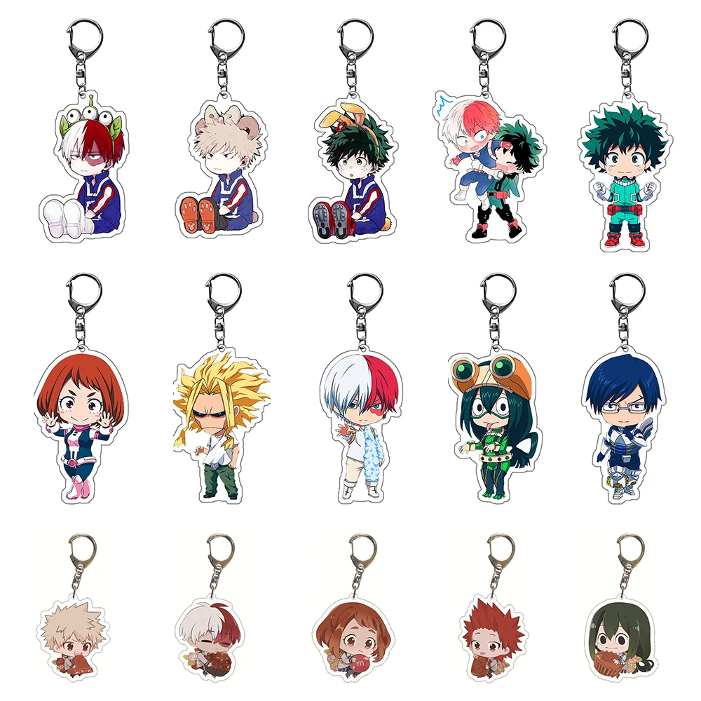

Anime My Hero Academia Keychain Midoriya Izuku Asui Tsuyu Cosplay Double Sided Transparent Acrylic Key Chain Women Men Gifts