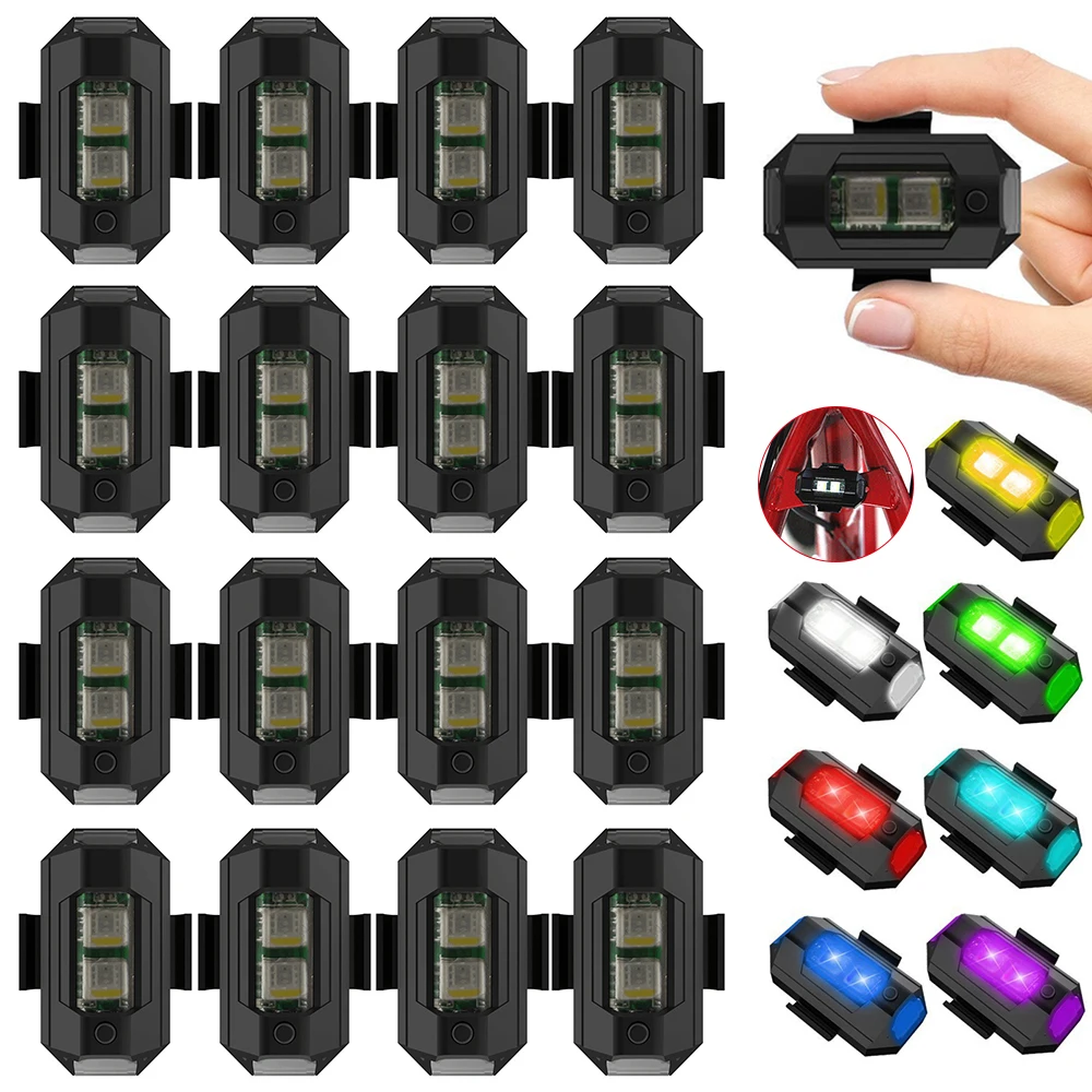 

20/30pcs Drone Lamp USB Rechargeable 7 Colors LED Flashing Bicycle Taillight Drone Aircraft Signal Lights Cycling Warning Lamp