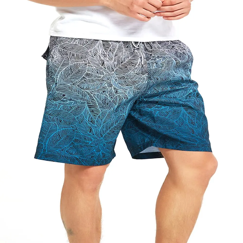 Mens Big and Tall Swim Trunk Lightweight Gradient Color Beach Bathing Suit Quick Dry Boardshorts for Swimming Surfing