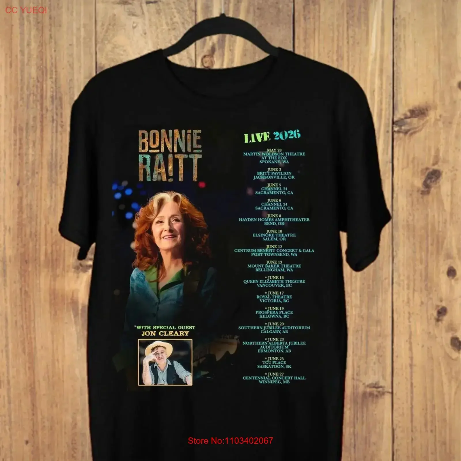 Фото Футболка Hot Bonnie Raitt North American Tour Summer 2026 S-5XL SG556, винтажная, с эффектом потертости, уличный стиль, дышащая, мягкая №1