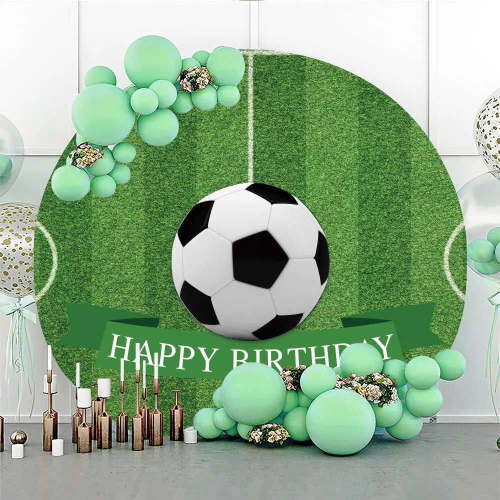

Mehofond Birthday Backdrop Football Field Boys' Birth Round Photography Background Party Decoration Photo Studio Photocall