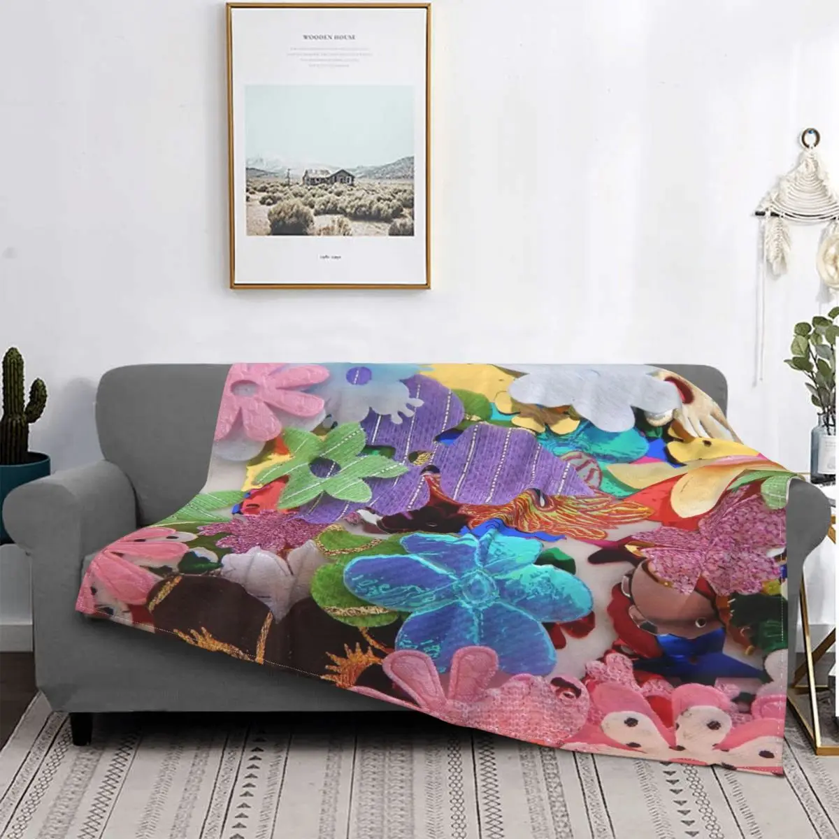

Colección de flores de tarjeta y Manta, colcha de cama a cuadros, manta Kawaii de lino y algodón, 150