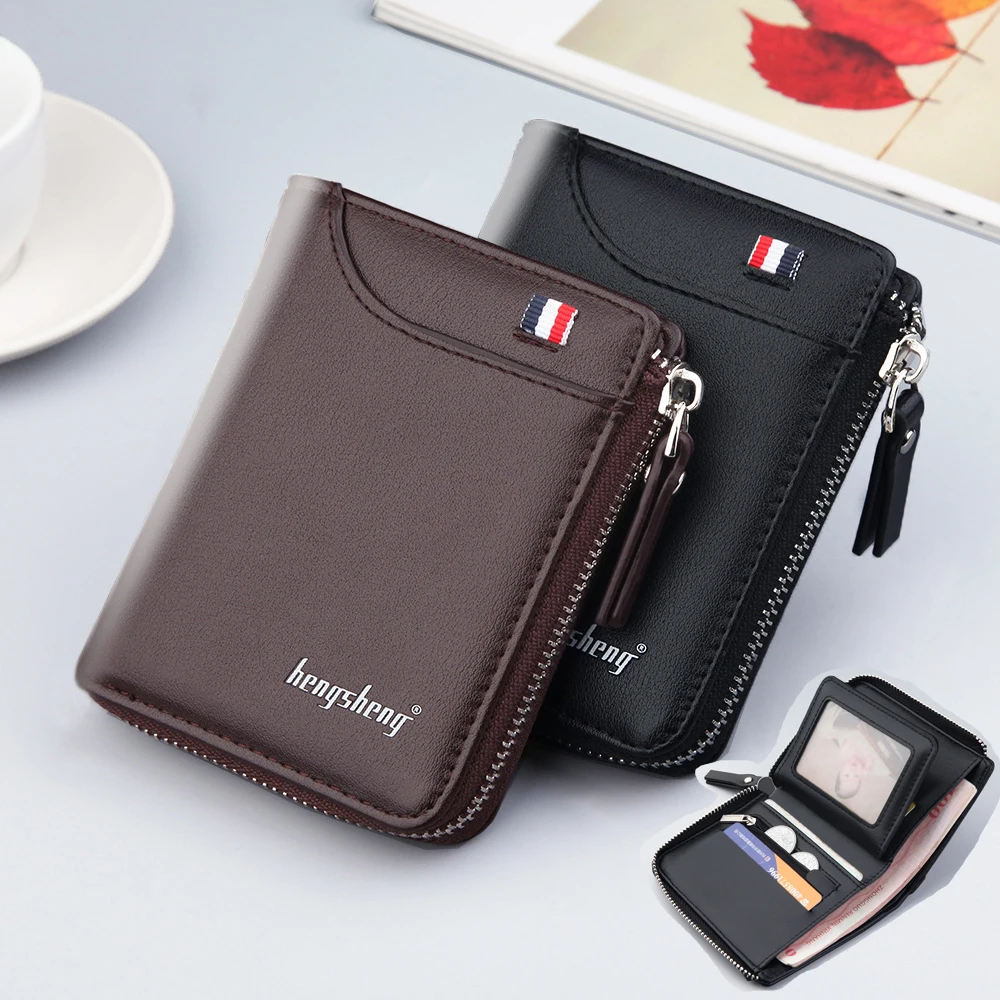 

Men Leather Luxury Wallet 2022 Vintage Short Slim Male Purses Money Clip Credit Card Dollar Cow Leather Wallet Mens Card Purse