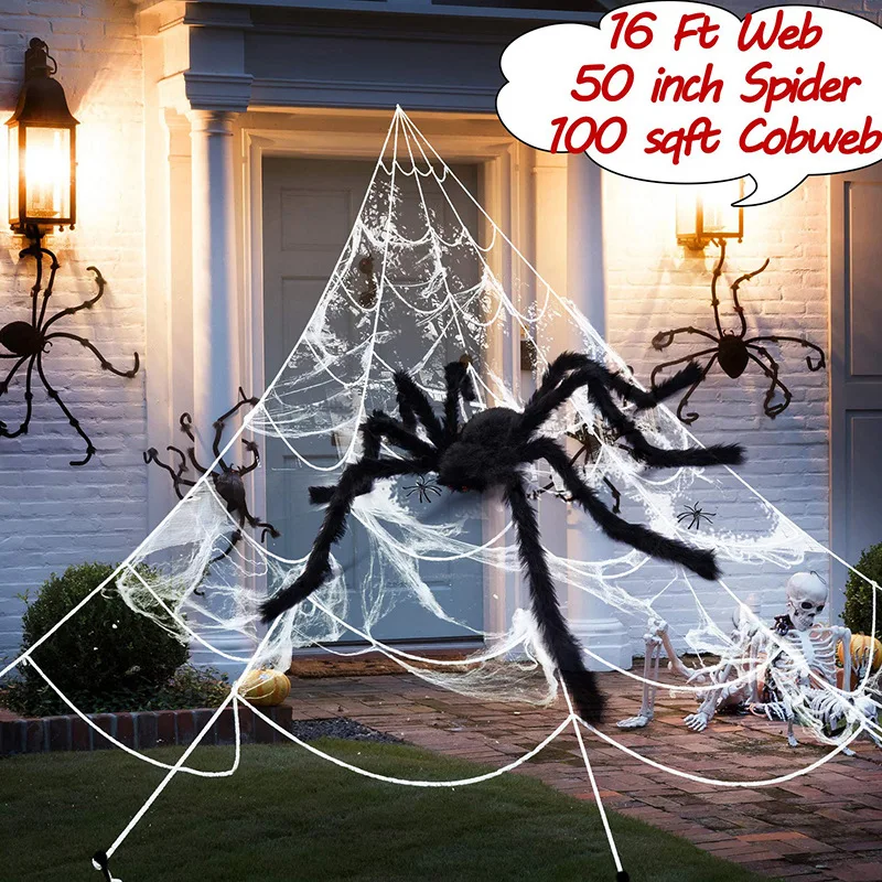 

30cm,50cm,75cm Black Scary Giant Spider Halloween Decoration for Home Bar Haunted House Halloween Outdoor Decor