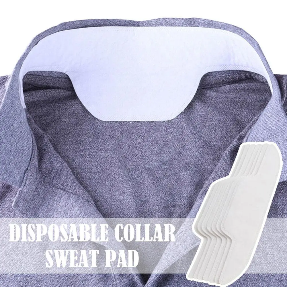 

10pcs Summer Collar Sweat Pads Disposable White T-shirt Absorbing Deodorants Stickers Anti Perspiration Collar Pad For Unis S7F2