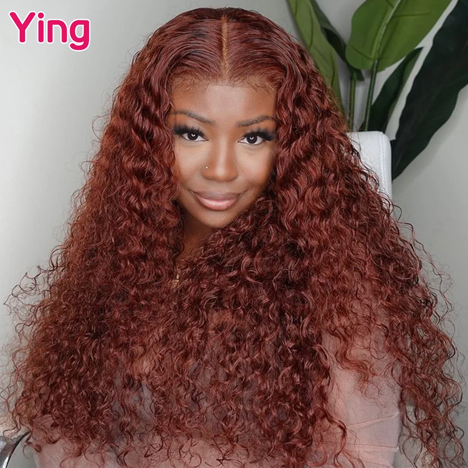 

Кружевной передний парик Ying 180% Кудрявые Волнистые медные коричневые 13x 4, предварительно выщипанные с детскими волосами 13x 6, кружевной передний парик 12 A 5x5, кружевной парик Remy
