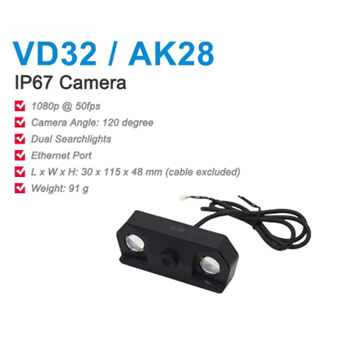 IP67 Waterproof FPV Camera with Dual Searchlights for SIYI MK15 AK28 VD32