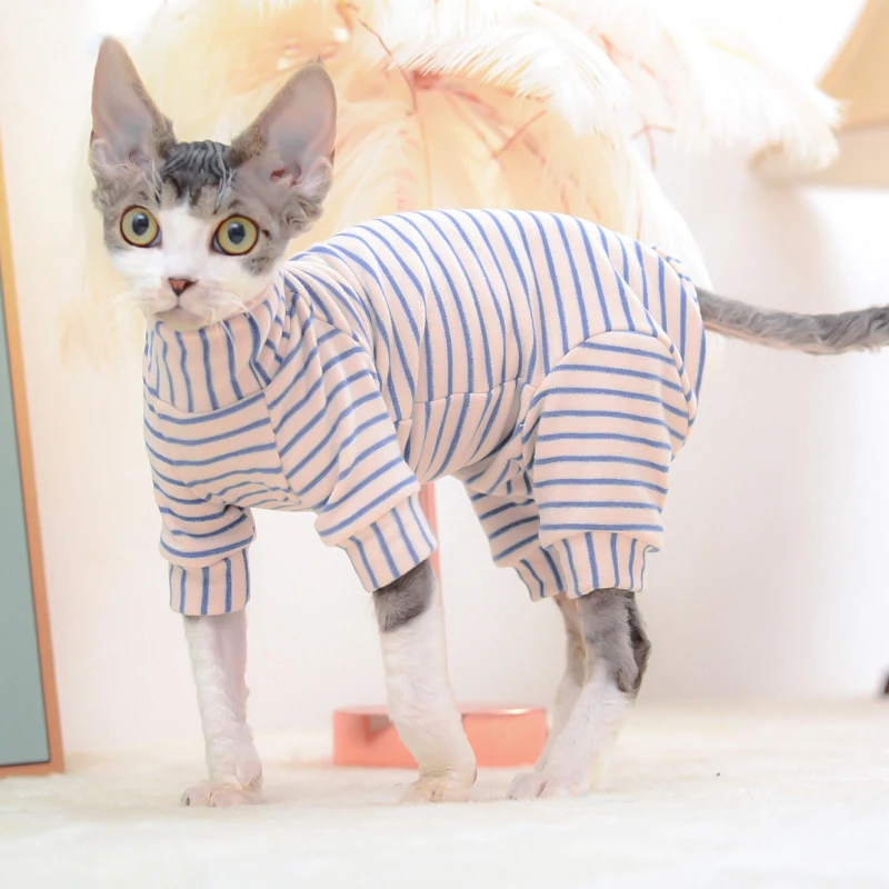

Autumn Winter Pet Cat Clothes Warm Comfortable Kitten Clothing Skin-Friendly Cotton Base Shirt For Hairless Devon Rex Sphynx