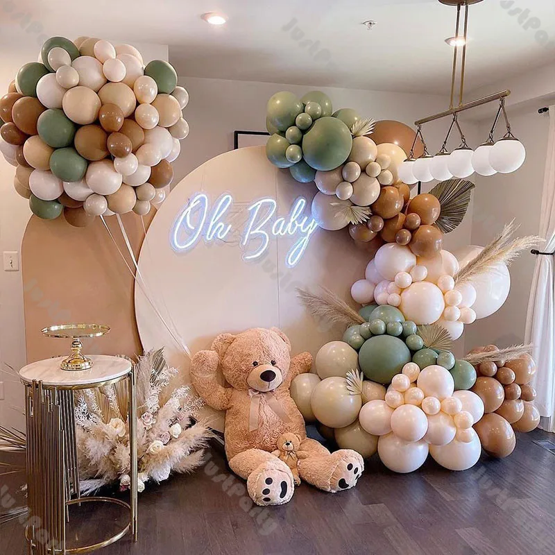 

DIY Caramel Balloon Garland Kit Baby Shower Decoration Doubled Cream Peach Apricot Dusty Green Balloon Arch Kids Birthday Decor