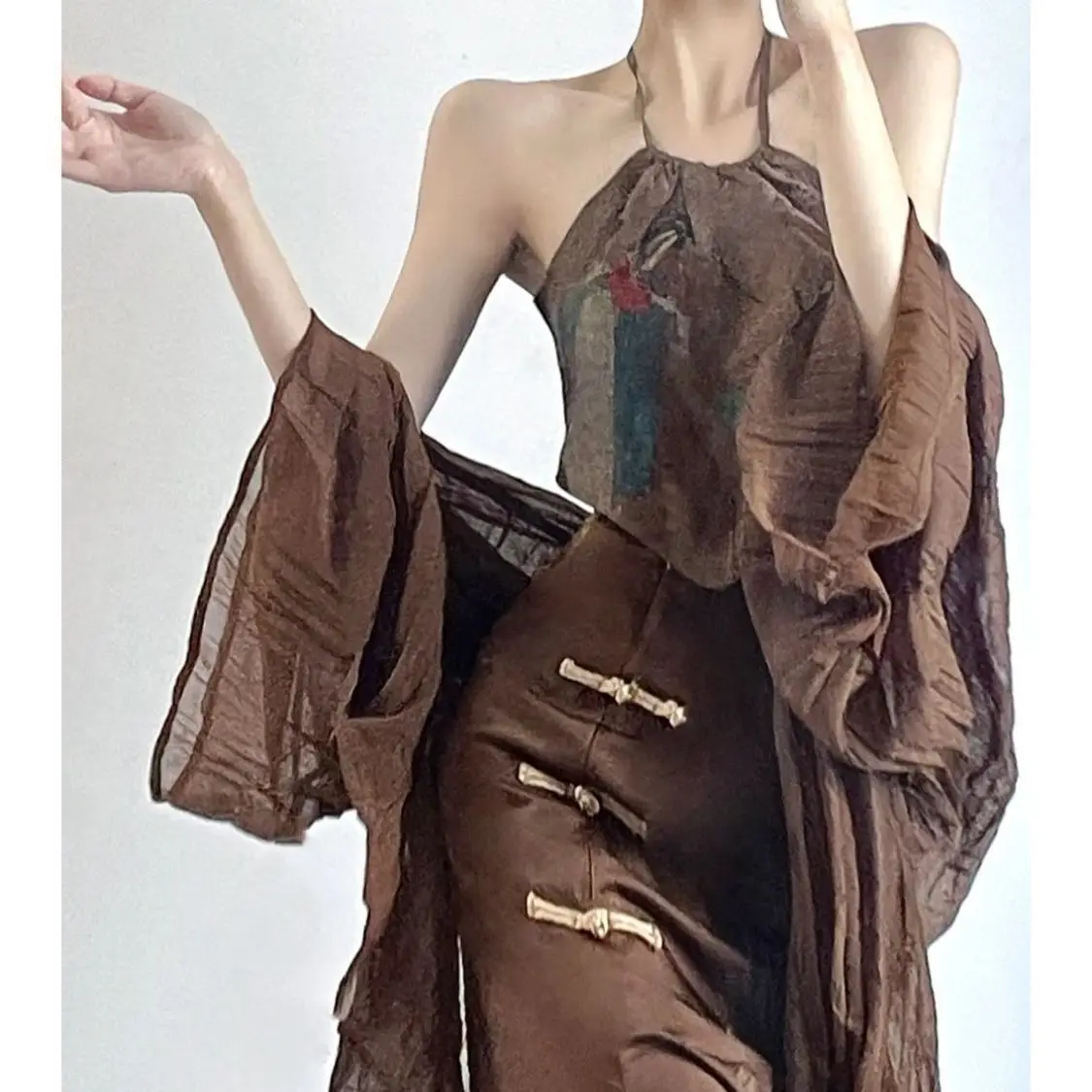 Женский костюм-тройка в стиле ретро Свободный Летний кардиган с вырезом-лодочкой