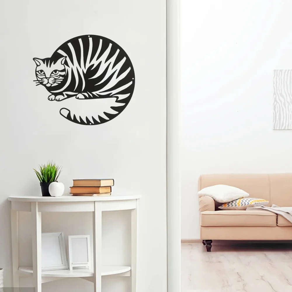 Геометрический Металлический Силуэт Кошки Настенный Декор Зачарованная