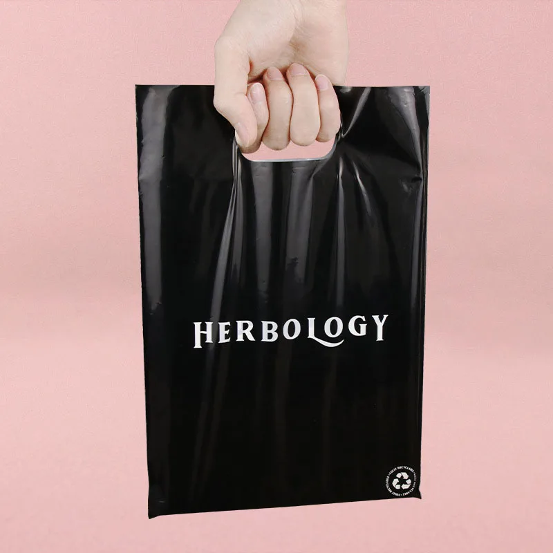 

50Pcs Custom Logo Color Shopping Bags With Handles Clothes Plastic Gift Bags Business Customers Free Shipping