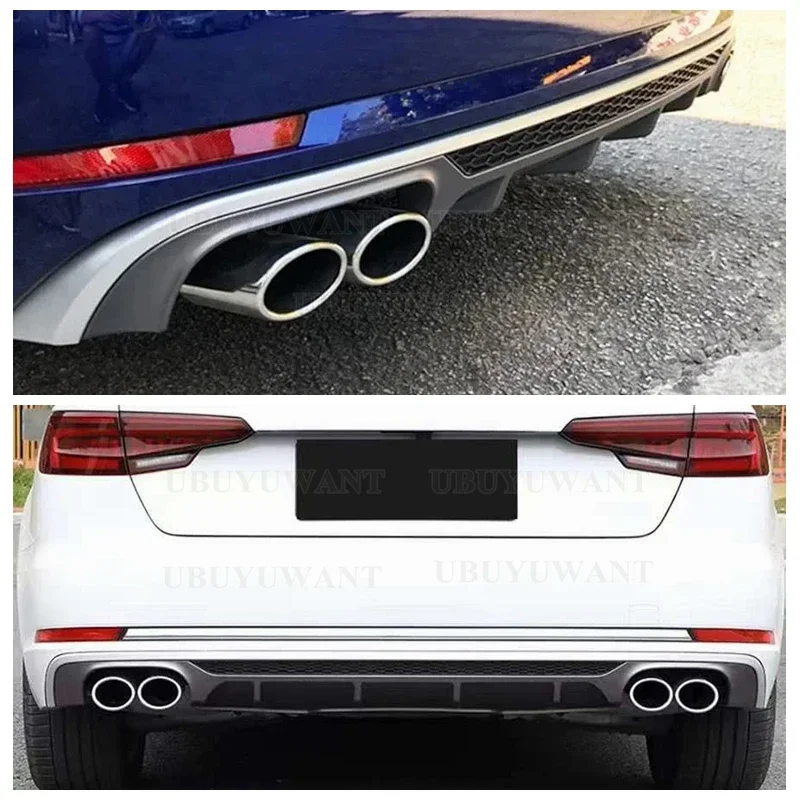 Для Audi A4 B9 StandardS-Line Sedan, черныйпод карбон, задний диффузор-спойлер, 2017-2019, в стиле S4 (art.: 3920da08cf345) - 3920da08cf345