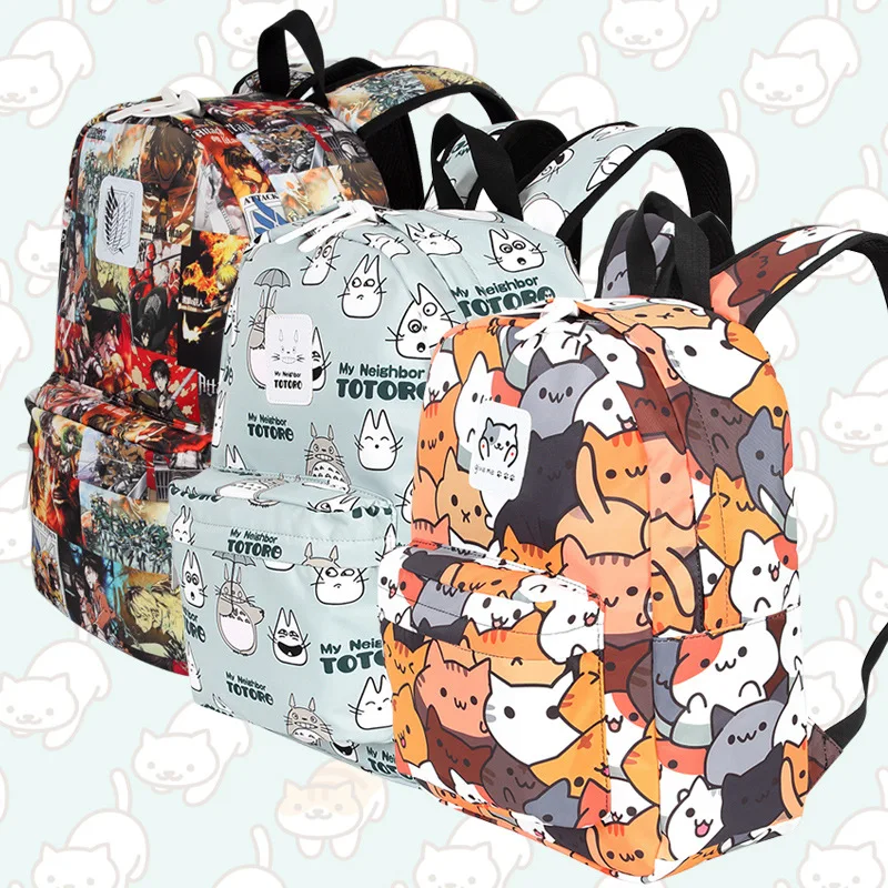 

E-Mell Totoro Neko Atsume Natsume Yuujinchou Tokyo Ghoul Attack on Titan Patchwork Polyester Backpack