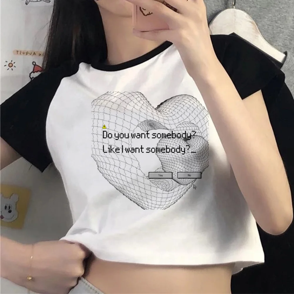 Aesthetic Heart print vintage trashy crop top girl gothic aesthetic goth graphic crop top