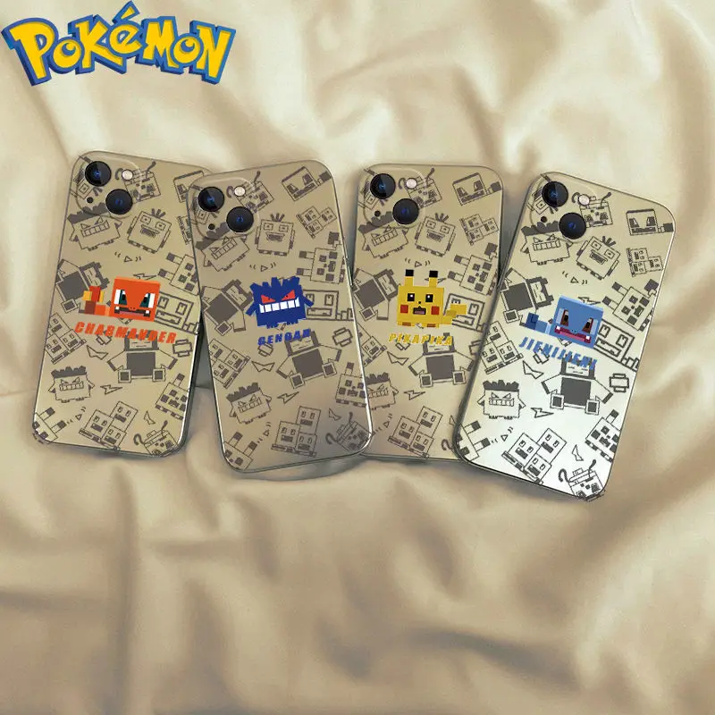 

Electroplate silver Pokemon phone case for iphone 11 12 13 pro max case Shockproof iphone 7 case 6 8 plus SE2020 x xr Cute Shell