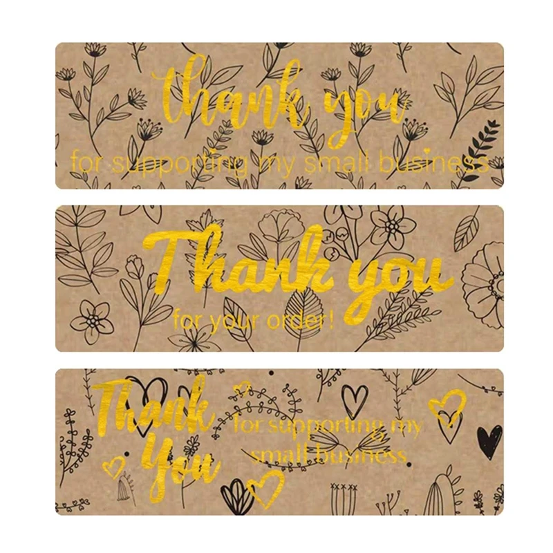 

1Roll 120Pcs Thank You Stickers Blossoms Label Rectangular Tags for Greeting Cards Flower Bouquets Gift Wraps Mailers Bag Xmas