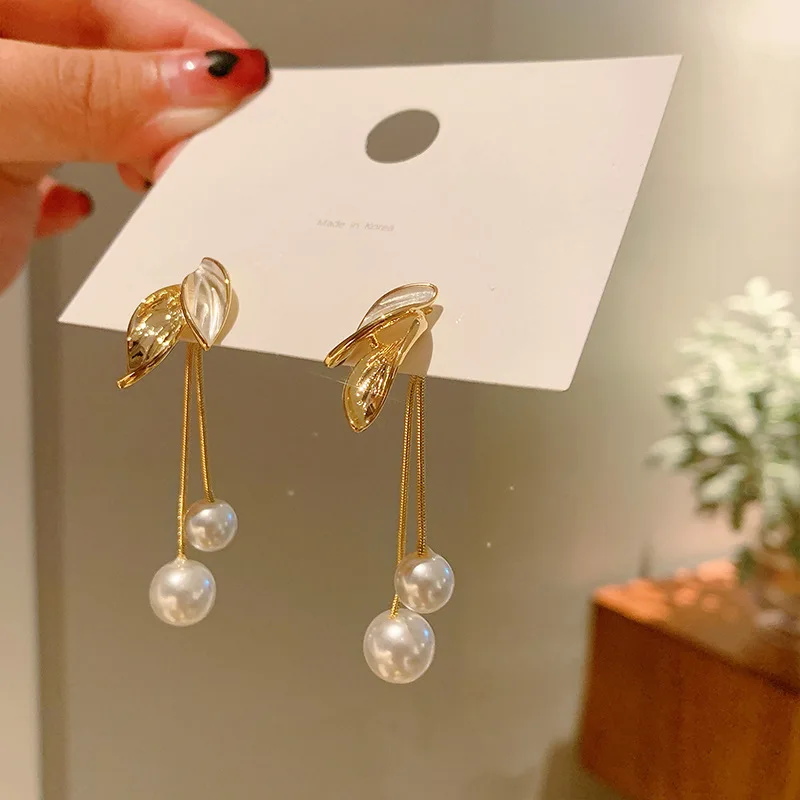 

Fashion Pearl Leaf Earrings Earrings Rose Cactus Earrings Party Glittering Jewelry Accessories Vintage Korean Fashion Cute